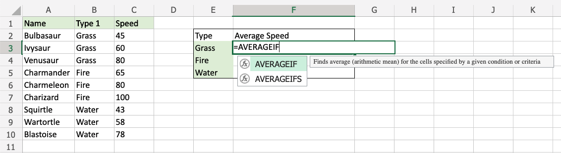 Excel AVERAGEIF 函数