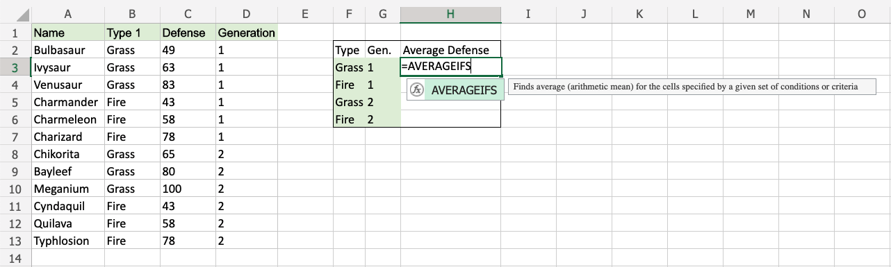 Excel AVERAGEIFS 函数