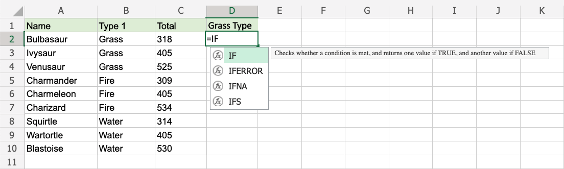 Excel IF 函数