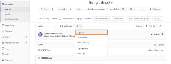 GitLab 创建文件