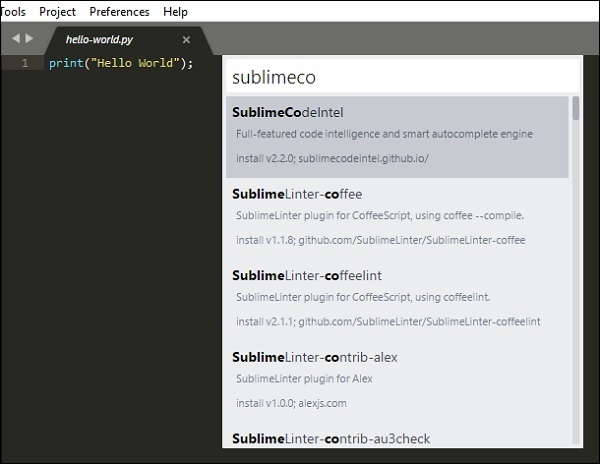 SublimeCodeIntel 插件安装步骤2